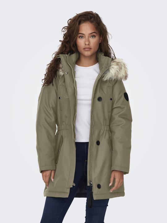 Produktbild Only Kapuze mit abnehmbarem Kunstfell-Rand Gerippte Ärmelbündchen Parka Langer Parka (L)