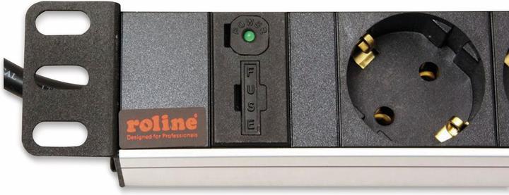 Actual product image Roline 48.26cm 19 inch power strip 8 outlet plus C14 plug aluminum 2.0 m