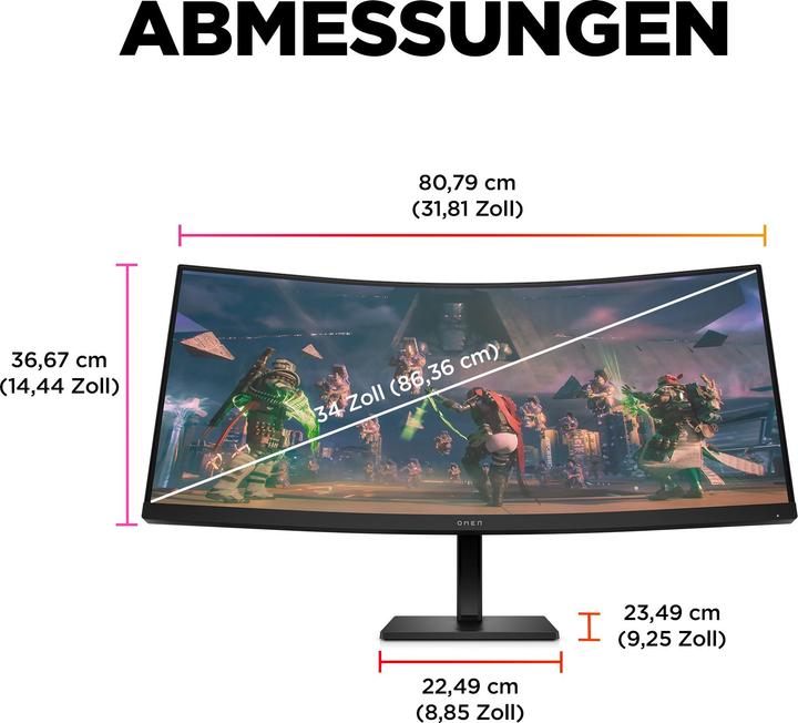 Actual product image HP Omen 34c (3440 x 1440 pixels, 34")