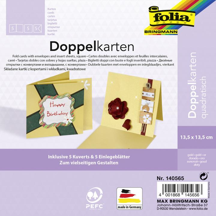 Produktbild Folia Doppelkarten quadratisch 220 g/m2 (5 Stk.)