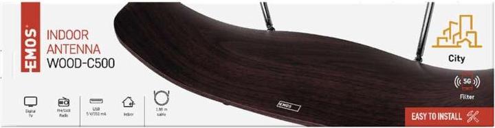 Produktbild Emos Zimmerantenne CITY WOOD-C500, DVB-T2, DAB, FM, LTE/4G/5G Filter (Zimmerantenne, DVB-T / -T2, DAB/ DAB+, LTE)