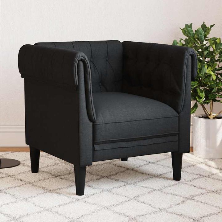 Productafbeelding VidaXL Chesterfield fauteuil gestoffeerde fauteuil loungestoel clubfauteuil zwarte stof