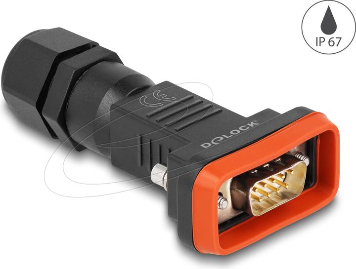 Actual product image Delock Adapter D-Sub HD 9 Pin male with housing IP67 waterproof (Sub-D 9, 8 cm)