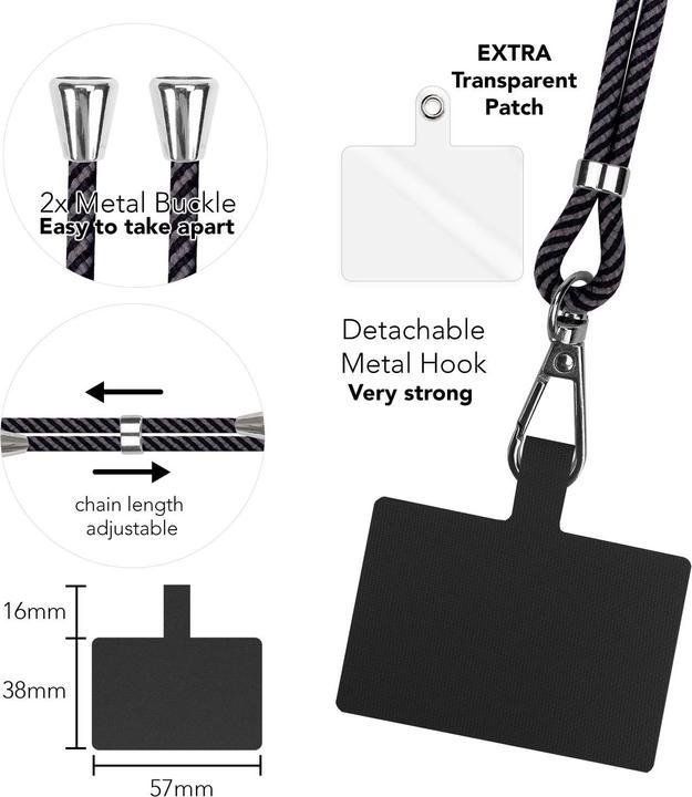 Image du produit Nalia Chaîne universelle pour téléphone portable à porter autour du cou avec pad