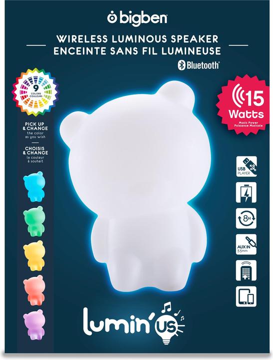 Image du produit Bigben Veilleuse Ours Lumin'Us (8 h, Fonctionnement sur piles, Fonctionnement sur batterie)