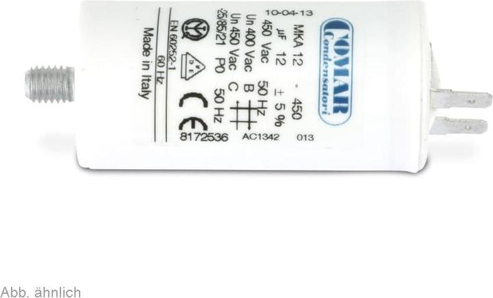 Actual product image Comar Condensatori Motor capacitor, 100µF/450V, 6.3mm 60x120mm, COMAR MKA450