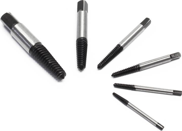 Actual product image XPOtool 6-piece extractor set for 3–25mm (M3–M25) screws and bolts left-handed thread made from carbon steel