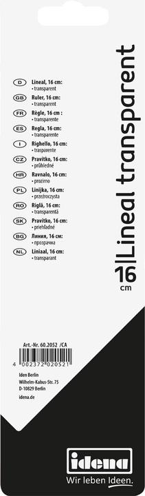 Immagine prodotto Idena Righello 16 cm in plastica trasparente (16 cm)