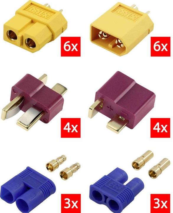 Produktbild Reely RE-6699867 Akku Stecker XT60, T-Stecker, EC3 vergoldet 1 St.