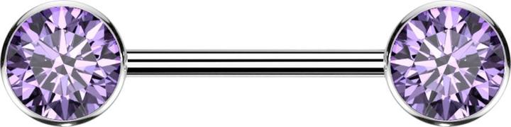 Immagine prodotto Star Piercing Threadless Barbell silber Scheibe front mit Kristall violett (senza ottone, Titanio G23)