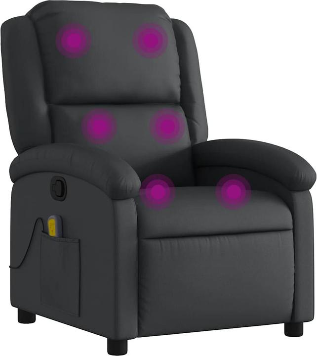 Produktbild VidaXL Massagesessel Schwarz Echtleder,Farbe: Schwarz,Material