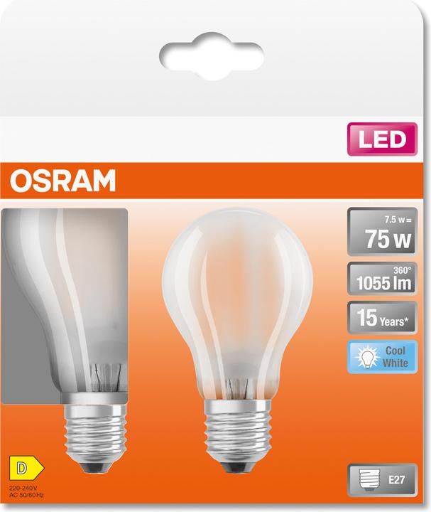 Actual product image Osram Star Classic A75 (E27, 7.50 W, 1055 lm, 2 x, D)