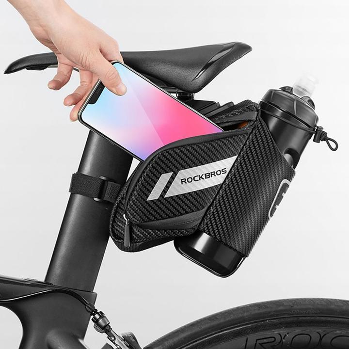 Produktbild Rockbros C32BK saddle bag 1.5 l with water bottle pocket - black (1.50 l, Rahmentasche)