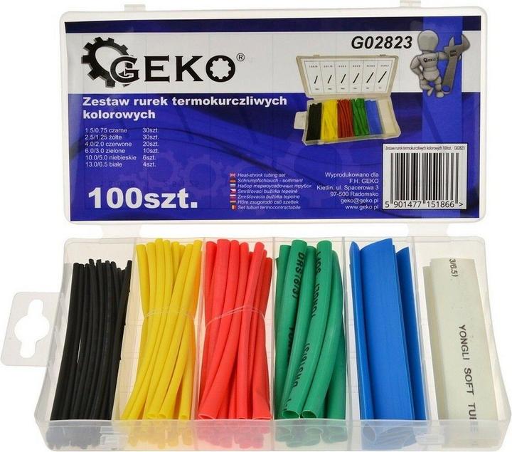 Actual product image GEKO Set of 100 coloured heat shrink tubing (100 x)