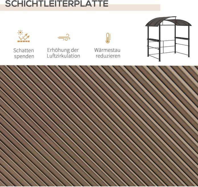 Produktbild Swisshandel24 Grillpavillon Flammschutzdach BBQ Pavillon UV Schutz Pergola Stahl PC Dunkelgrau 240x150x230cm (240 cm, 150 cm)