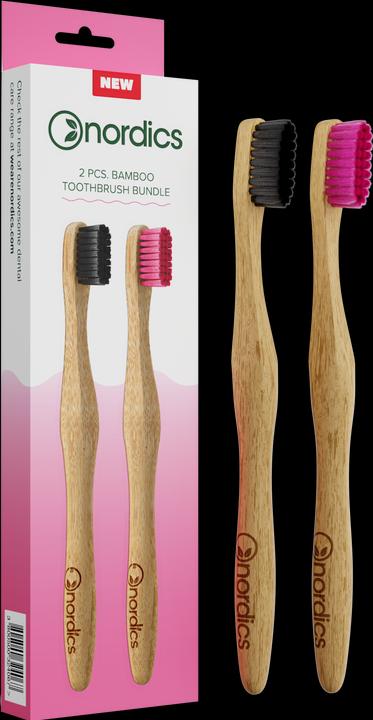 Actual product image Nordics Family Pack 4 bamboo toothbrushes soft medium (Soft)