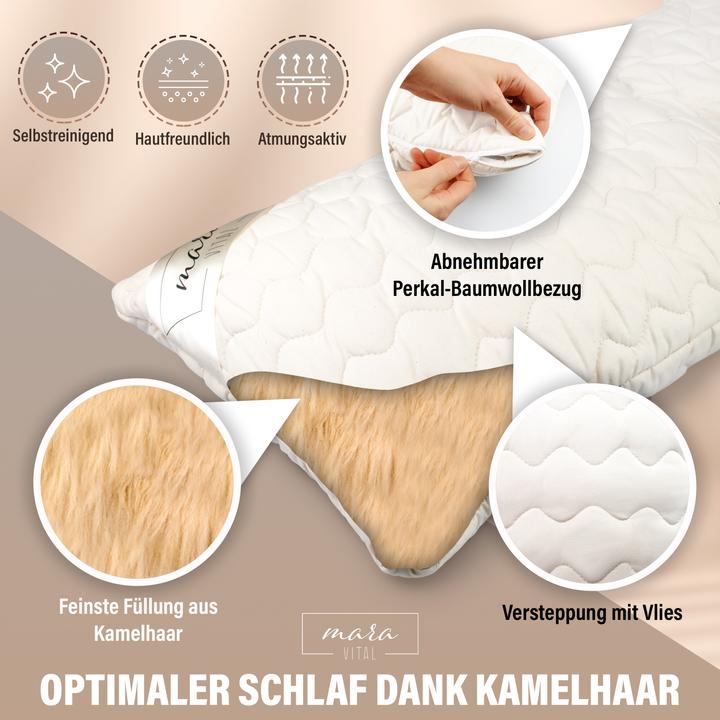 Actual product image Mara Vital Camel hair pillow (50 x 70 cm)