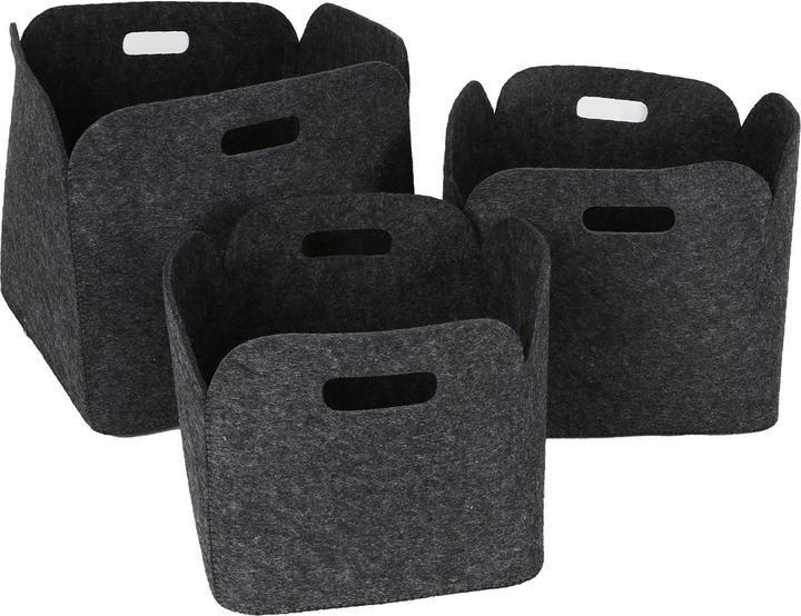 Produktbild Casativo 3-teiliges Körbe-Set aus Filz, 2 Henkel, hellgrau, anthrazit, sortiert (3 x)