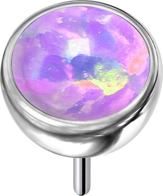 Produktbild Star Piercing Threadless Halbkugel silber mit Opal violett (ohne Messing, Titan G23)