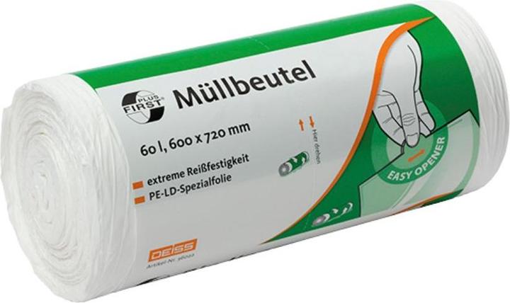 Actual product image Deiss FIRST bin liner 36022 60l white 50pcs. (50 x, 60 l)