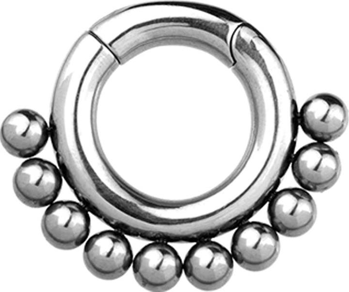 Star Piercing Ohrgewicht Segmentring klappbar silber zehn Kugeln (Chirurgenstahl 316L, ohne Messing)