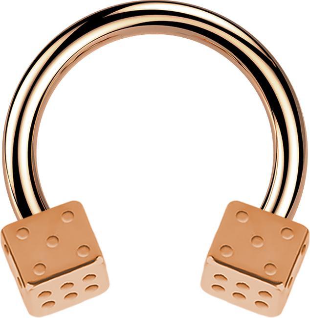 Produktbild Star Piercing Circular Barbell rosegold mit zwei Würfel (ohne Messing, Chirurgenstahl 316L)
