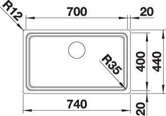 Productafbeelding Blanco Etagon 700-U (Onderbouw gootsteen, 74 cm, 44 cm)
