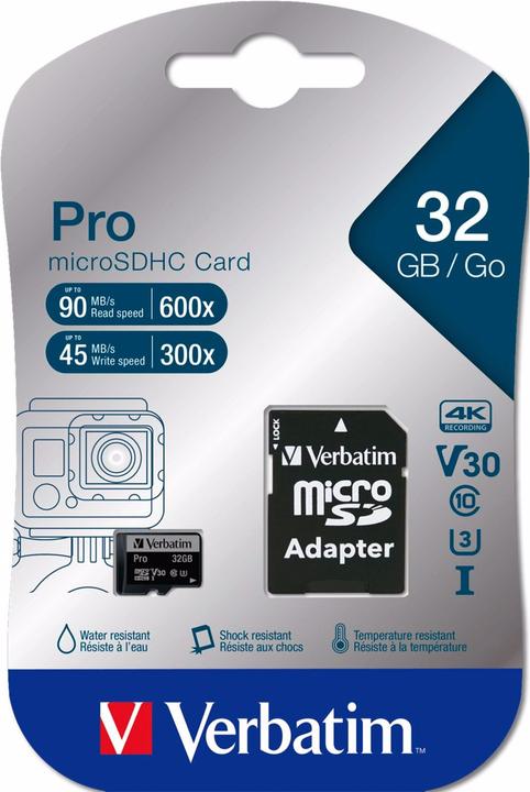 Immagine prodotto Verbatim Pro (32 GB, microSDHC, U3, UHS-I)