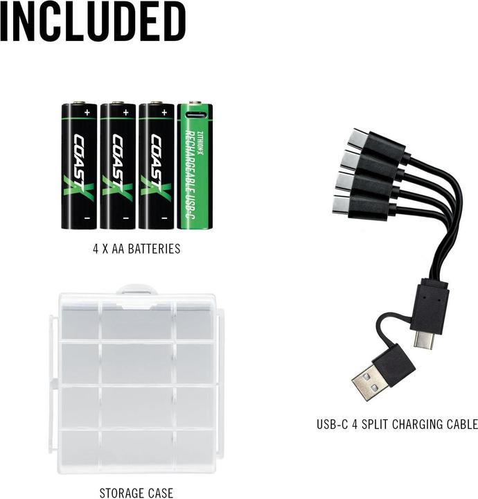 Immagine prodotto Coast Zithion-X USB-C (4 pz., AA, 2400 mAh)