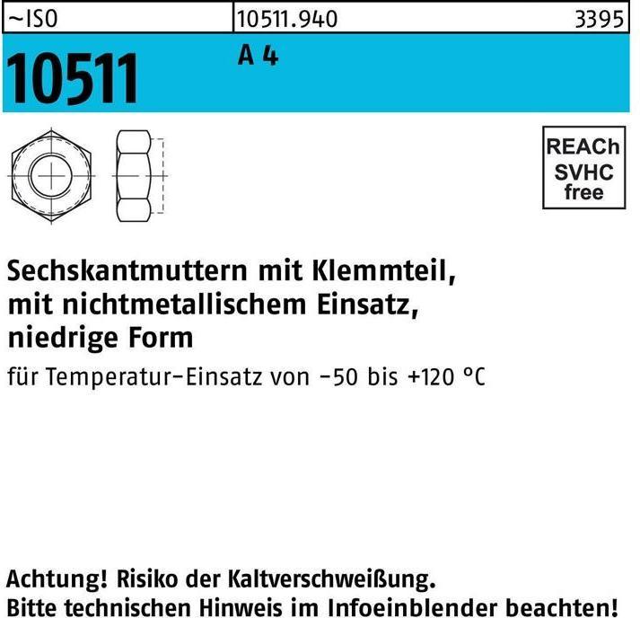 Actual product image Hexagon nut ISO 10511 w.clamping part M 27 A 4 (M27)