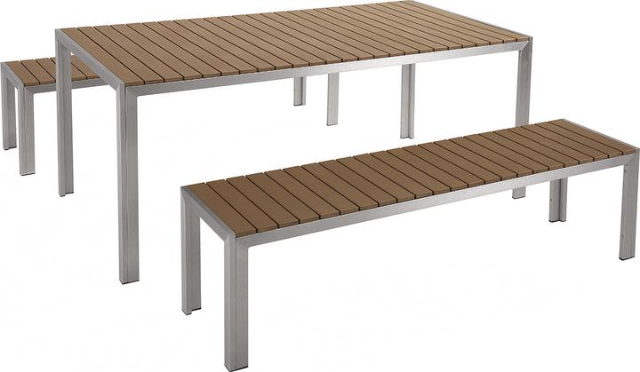 Produktbild Beliani Gartenmöbel Set Kunstholz heller Holzfarbton 2 Bänke NARDO (180 cm)