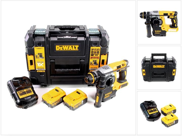 Actual product image DeWalt SDS-PLUS DRILLING HAMMER 18V 2.1J 2 x 5.0Ah XR LI-ION SHORT HAMMER TSTAK DCH273P2T (Rechargeable battery operated)