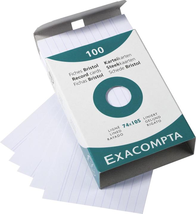 Produktbild Exacompta Karteikarten A7, liniert (A7, 205 g/m², 100 x)