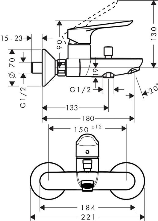 Actual product image hansgrohe BATH MIXER LOGIS E 71403000