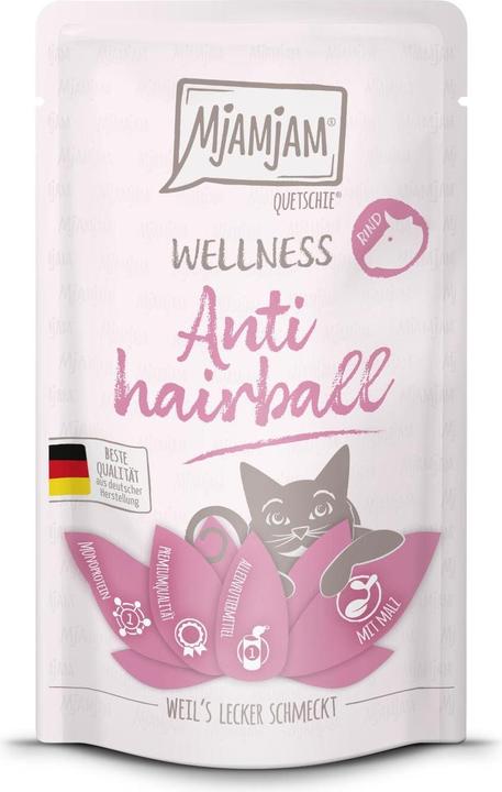 Produktbild Mjamjam Nassfutter Wellness Anti Hairball Rind, 125 g (Adult, 1 Stk., 125 g)