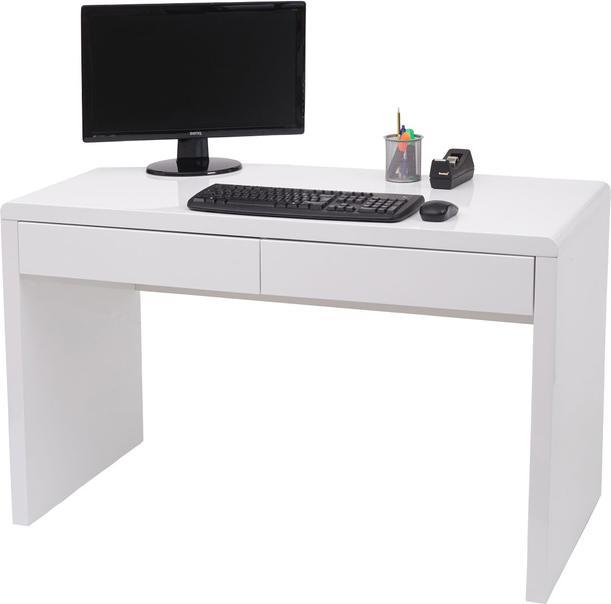 Immagine prodotto Swisshandel24 Tavolino da ufficio, tavolo da computer, tavolo da lavoro, bianco lucido 120x60cm (120 x 60 x 75 cm)