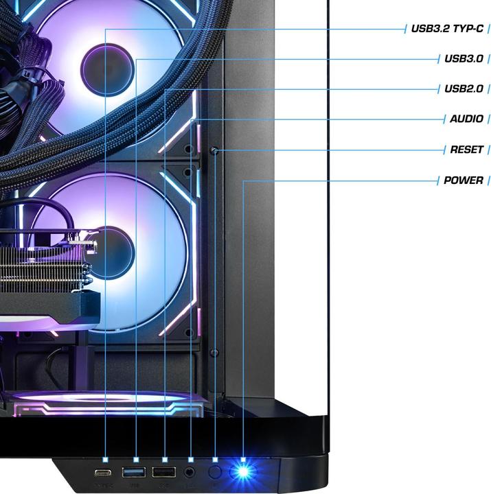 Actual product image Kiebel Gaming PC Panorama Intel Core i9-12900KF, 32GB DDR5, NVIDIA RTX 4070 12 GB, 2TB SSD, Windows 11 (Intel Core i9 12900KF, 32 GB, 2000 GB, GeForce RTX 4070)