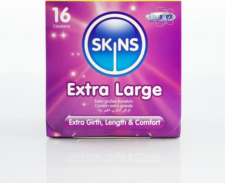 Produktbild Skins Extra Large» 16 XXL Kondome aus kristallklarem Latex - ohne Latexgeruch (16 Stk.)