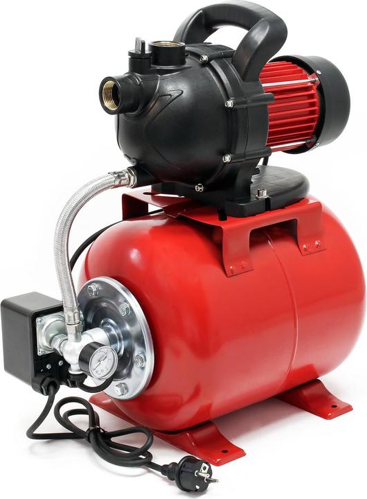 Image du produit Wiltec Pompe de jardin Réseau d’eau domestique 1000 watts 3500 l/h avec pressostat et manomètre (Pompe à eau domestique)