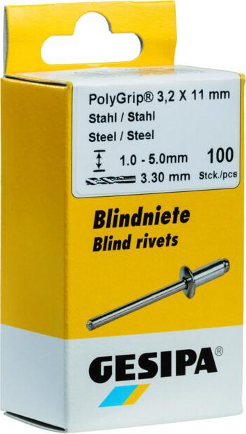 Productafbeelding Gesipa Blindklinknagel PolyGrip® Rivet schacht dxl 3,2x11,0mm VA 75 st.