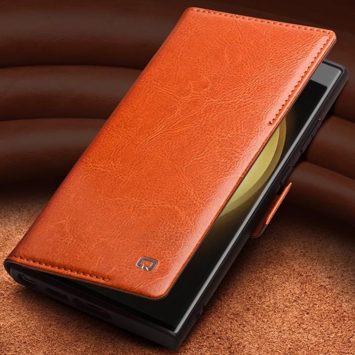 Produktbild QiAlino Hülle Flip mit magnetischem Verschluss Dunkelbraun (Samsung Galaxy S24)