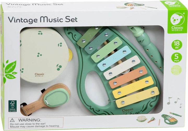 Immagine prodotto Classic World Vintage-Musikinstrumenten-Set aus Holz, 5-teilig.