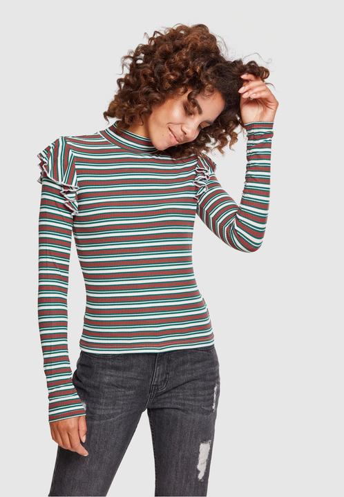 Actual product image Urban Classics Ladies Rib Striped Volant Turtleneck L/S (5XL)