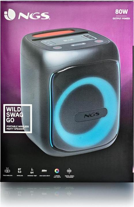 Image du produit NGS Speaker Wild Swag Go Portatile BT/TWS/USB/TF/AUX-IN 80W (10 h)