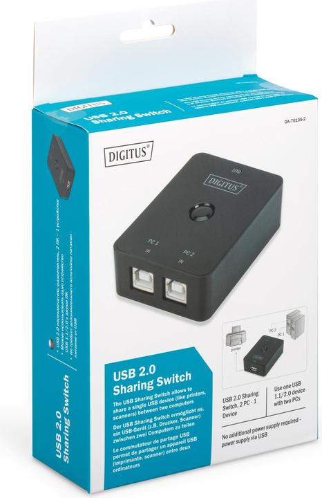 Produktbild Digitus USB 2.0 Sharing Switch (USB-A, 2 Ports)
