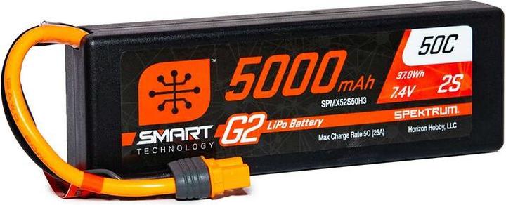 Produktbild Spektrum 5000mAh 2S 7.4V Smart G2 LiPo 50C Hard Case IC3 (7.40 V, 5000 mAh)