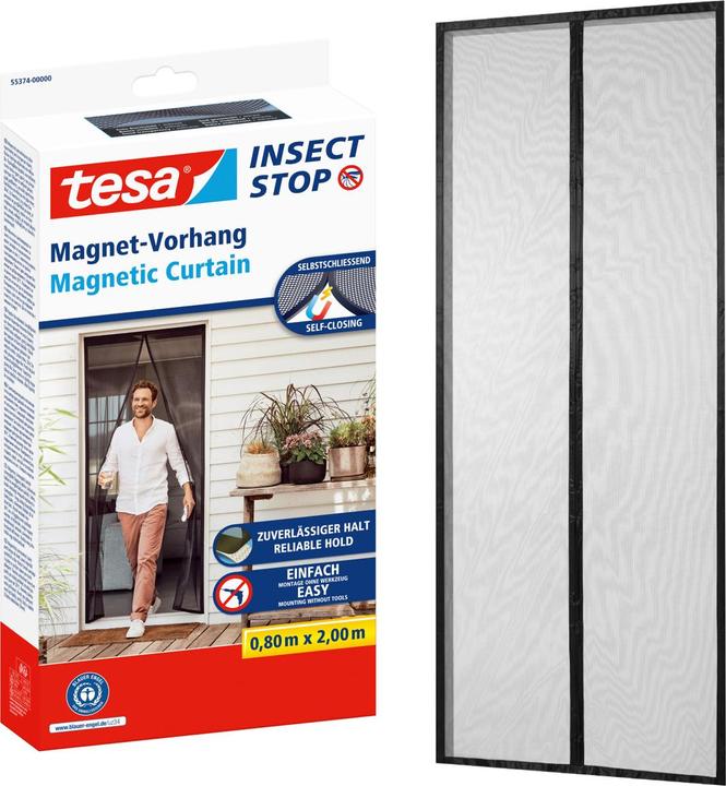 Produktbild tesa Insektenschutz Magnetvorhang für Balkon- und Terrassentüren, selbstschliessend, Montage ohne Bohren (80 x 200 cm)