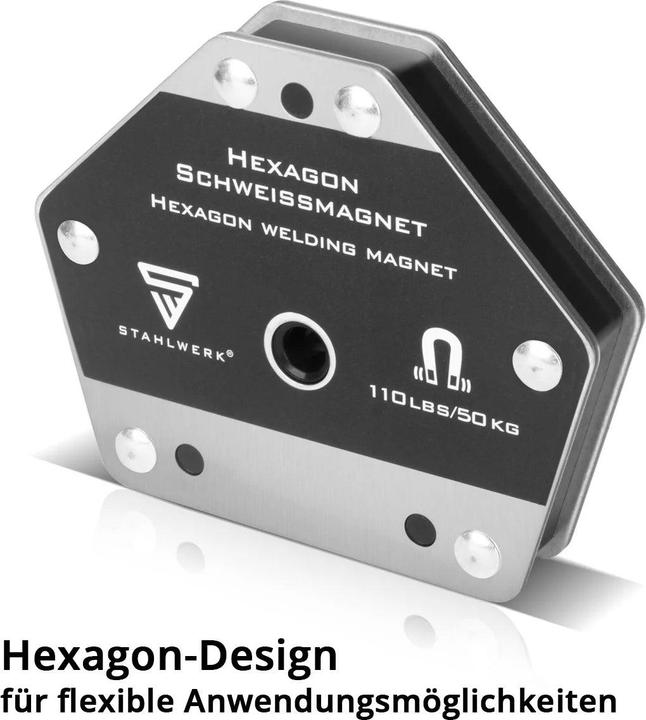Actual product image Stahlwerk Hexagon welding magnet, powerful magnet 50 kg holding force set of 2