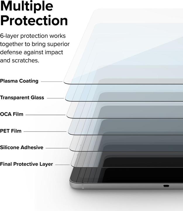 Actual product image Ringke Galaxy Tab S8+ / S7+ / S7 FE Screen Protector Invisible Defender Tempered Glass Transparent (1 Piece, S8 Plus)