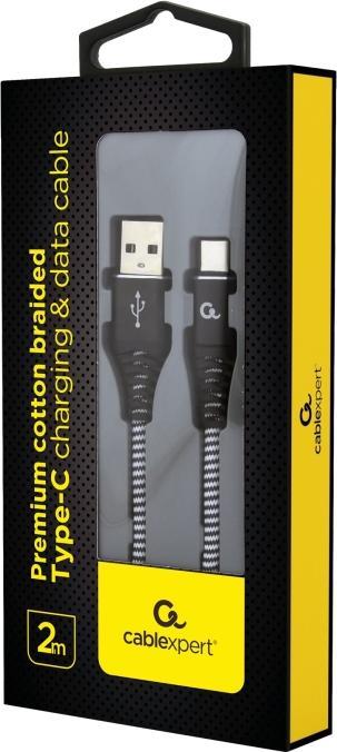 Produktbild Gembird CC-USB2B-AMCM-2M-BW USB Kabel USB 2.0 USB A USB C Schwarz (2 m, USB 2.0)